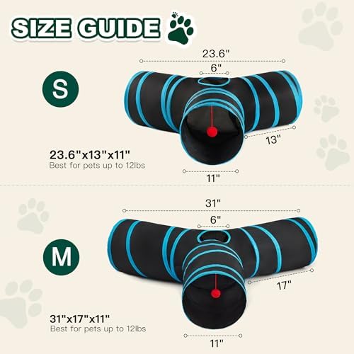 Love's cabin Cat Tunnel for Indoor Cats, 3-Way Collapsible Play Tunnel