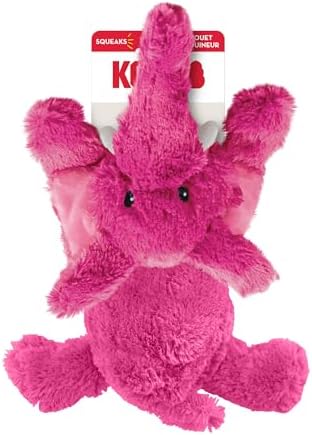 KONG Cozie Plush Dog Toys 2 Pack – Durable & Soft Squeaky Toys for Medium Dogs – Assorted Animal Characters (Elmer The Elephant)