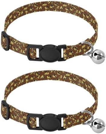 Leopard Spots Golden Brown Easy to Clean Pet Collar 2 Pack Dog Collars for Small Dogs