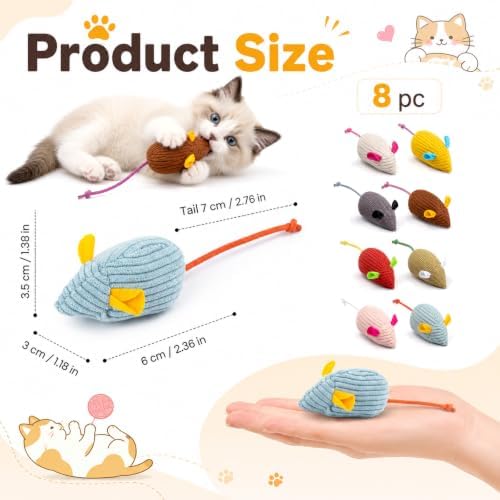 8PCS Catnip Mouse Cat Toys Mice Toys for Cat Mouse Toy Interactive