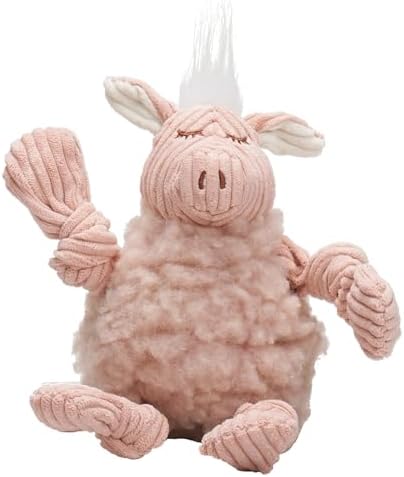 HuggleHounds Knottie Plush Dog Toy - Dog Stuffed Animal Toy, Squeaky Puppy Toys, for Small, Medium & Large Dogs, Durable Plush to Keep Them Busy - Penelope Pig, Small