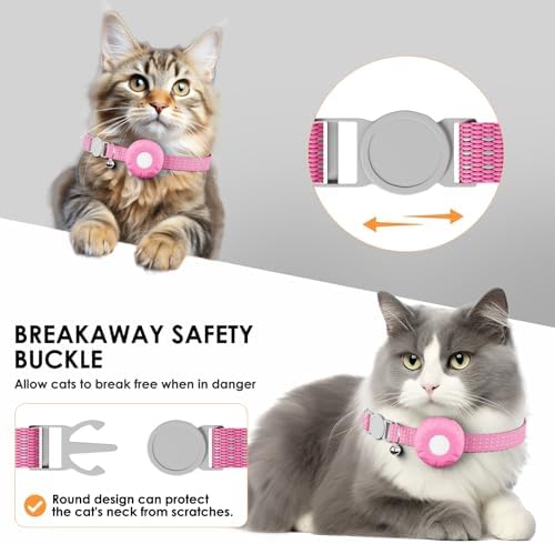 GPS Tracker for Cats - No Monthly Fee Cat Tracker, Waterproof Real-Time Tracking Collar for Pets, Kids,Luggage & Assets | 367-Day Battery Life | Compatible with Apple Find My App (Only iOS) (Pink)