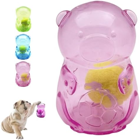 Tough Dog Chew Toy for Small, Medium Breeds Ball in Bottle Strong Rubber Treat Dispensing Toy Cute Interactive Slow Feeder Dog Fetch Toys (Purple)