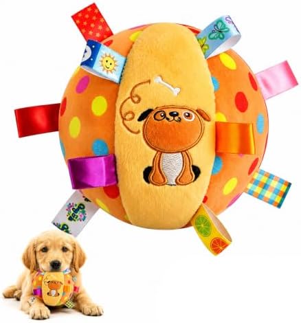 Squeaky Play Balls for Dogs - 6-inch Soft Puppy Ball with Bell