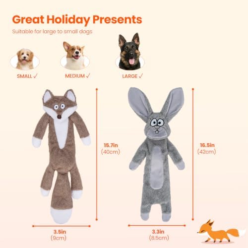 HGB No Stuffing Squeaky Dog Toys Crinkle for Chewers to Keep Them Busy