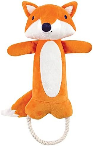 Luvable Friends Unisex Baby Squeaky Plush Dog Toy With Rope