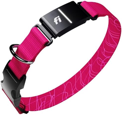 Fi Series 3+ GPS Dog Collar X-Large Pink, Tracker with 6-Month Plan | Waterproof build, LED safety light, escape alerts, nationwide coverage, iOS and Android app, activity monitoring