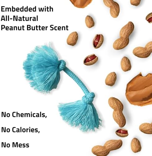 Playology Tug Rope Dog Toys for Small Dogs - Small, Peanut Butter Scent