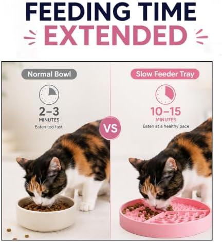 Large Size Cat & Dog Slow Feeder Puzzle Toy, Interactive Puzzle Feeder Bowl, Dog Lick Mat, Cat Food Puzzle, Pet Feeding Toy for Mental Stimulation, BPA Free Silicone, Dishwasher Safe (Pink)