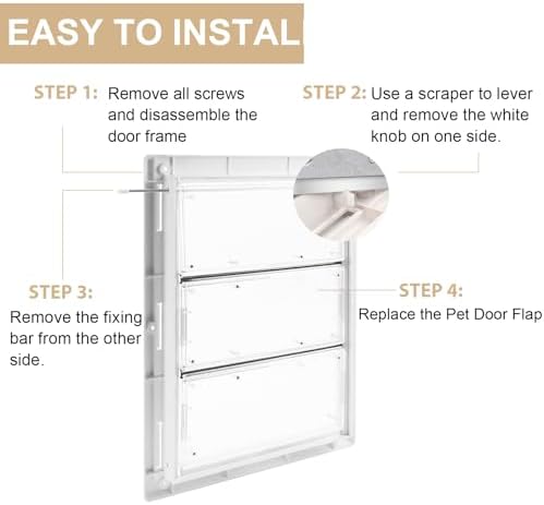 3-Panel Airseal Pet Door Replacement Flap,4 Durable Spare Rubber Strips,Compatible with Ideal Pet Product 10.25"x15.75" Extra Large Pet Door,Easy Installation