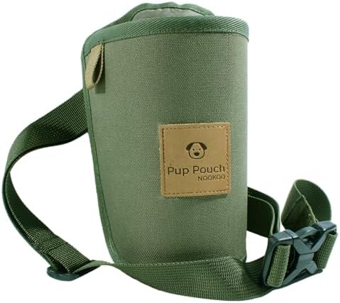 Dog Treat Training Pouch with Poop Bag Dispenser – Hands Free Dog Walking Bag, Phone Pocket, Clip & Adjustable Waist/Crossbody Strap (Green)