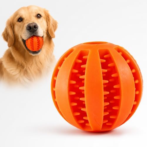 GASHIK Dog Treat Ball for Dogs, Rubber Dental Chew Toy for Dogs