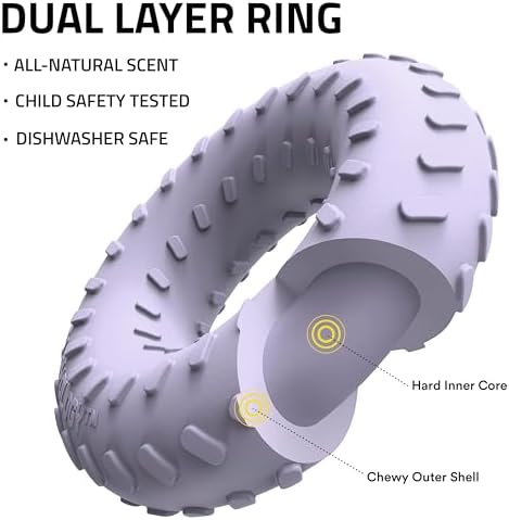 Playology Dual Layer Ring Dog Toy for Aggressive Chewers, Lamb Scent