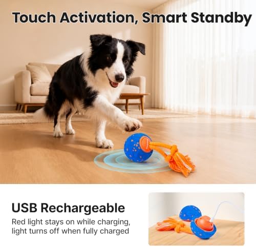 Potaroma Interactive Rolling Dog Ball, ETPU Touch Activated Motorized Toy