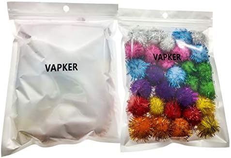 VAPKER 30 Piece Assorted Color Sparkle Balls Cat's Favorite Toy Tinsel Pom Poms Glitter