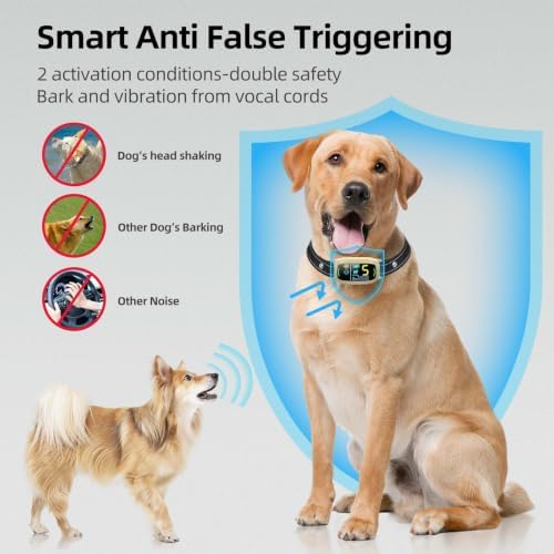 FAFAFROG Dog Bark Collar, Rechargeable Smart Collar, Anti Barking Training Collar with 5 Adjustable Sensitivity Beep Vibration, Bark Collar for Large Medium Small Dogs (Yellow)