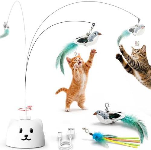 CATPICK Automatic Interactive Cat Toy, Flying Bird Wand for Indoor Cats