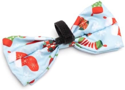 THE WORTHY DOG Holiday Patterns Pet Bow Ties for Dogs & Cats,Stockings