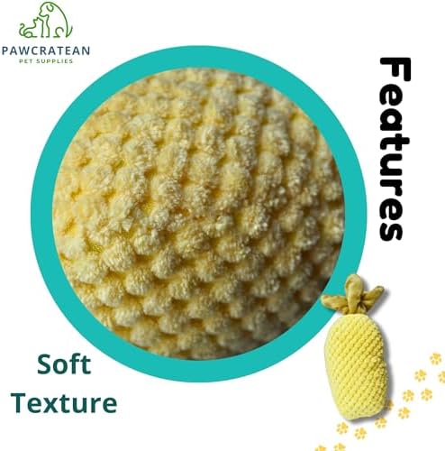 7" Squeaky Plush Toy for Puppies Small Dogs Self Etertainment Washable Soft Made [PET ONLY] (Pineapple)
