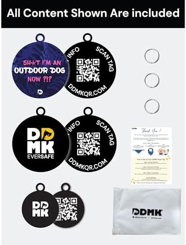 DDMK Smart Pet Tag Set | Includes 3 Tags | QR Code for Instant Alerts | Custom Pet Profiles | Durable & Waterproof | No Subscriptions or Fees |47-SHXT I AM an Outdoor Dog Now?
