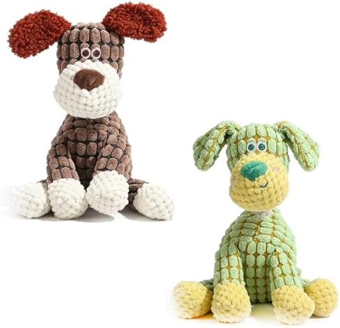 Dog Toys for Aggressive Chewers, 2026 New Indestructible Dog Toy, Interactive Dog Squeaky Toys Soft Puppy Chew Toy for Small Dogs (Brown+Green)