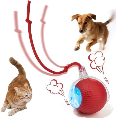 Interactive Dog & Cat Toy, Electric Automatic Rolling Moving Toys, Self Activated Play Smart Rolling Ball for Dogs & Cats, Chase Teaser Pet Ball for Bored Indoor Cats & Dogs