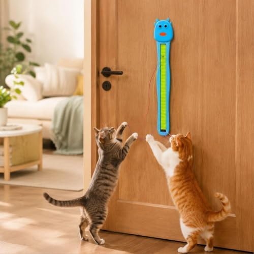 Interactive Cat Toys for Indoor Cats - Wall Mounted Electric Auto Motion Flying Rope Interactive Toy for Indoor Cats, Motion-Activated Flying Rope with Suction Cup for Boredom Relief (White)