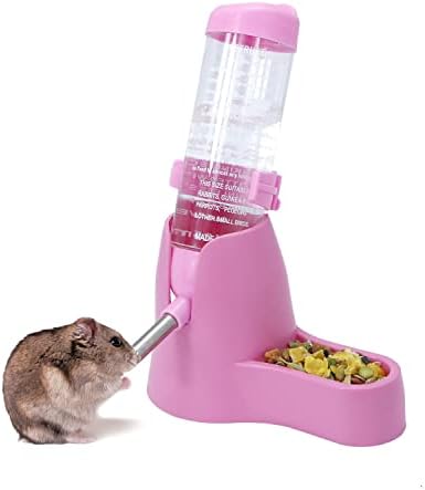 Wontee 3 in 1 Hamster Water Bottle with Food Bowl Hideout Base, 125ML, Pink