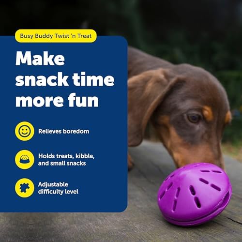 PetSafe Busy Buddy Twist 'n Treat Dispensing Dog Toy, Small | Twist Halves Apart for Quick Treats or Closer for a Challenge, Patented Treat Meter, Top-Rack Dishwasher Safe
