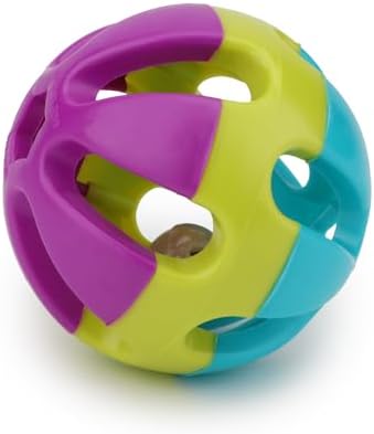 Hypeety Parrot Ball Toy Plastic Colorful Bird Chew Ball with Bells for Cage