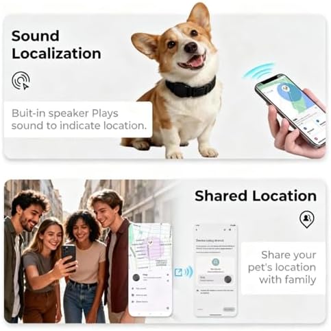GPS Dog Tracker Collar for iOS & Android, No Monthly Fee, Black 2 Pack