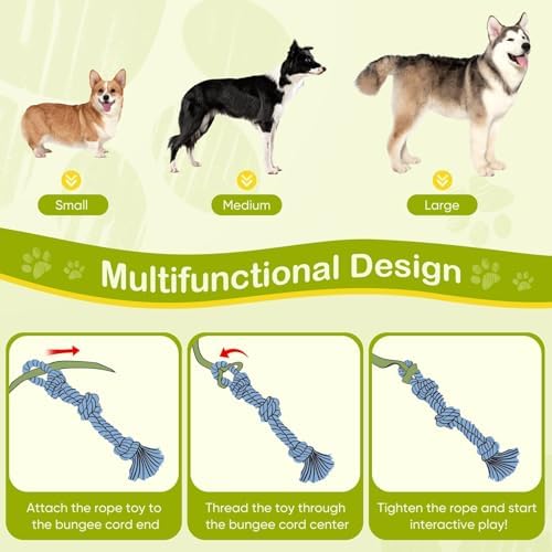 Outdoor Dog Bungee Tug Toy,Interactive Tug of War Toy for Small/Medium/Large Dogs,Tree Tuggerr Toys，Hanging from Tree Toy for Exercise Solo Play (Large)