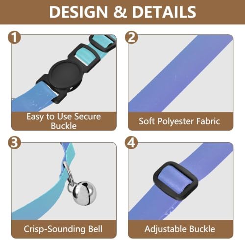 Vibrant Green Purple Gradient Adjustable Buckle Kitten Collars 2 Pack Soft Cat Collar
