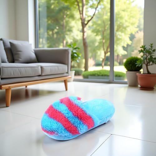 Blue Cute Pet Puppy Dog Cat Slipper Shape Plush Slipper Sound Pet Toy Pet Dog Chew Toys Squeak Plush Toys Shape Tooth Cleaning Chew Play Toy Supplies