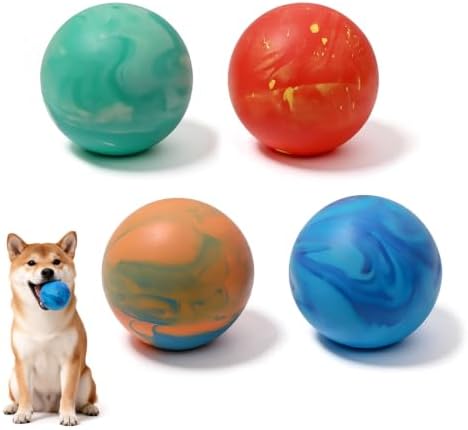 Squeaky Dog Balls, 4 Pack Soft Latex Small Dog Toys for Small Mideium Breeds, 2.5" Interactive Bouncy Fetch & Chew Toys for Puppy Training and Playing