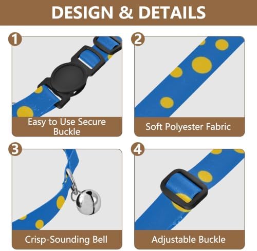 Yellow Blue Polka Dot Easy to Wear Kitten Collar 2 Pack Collars for Cats