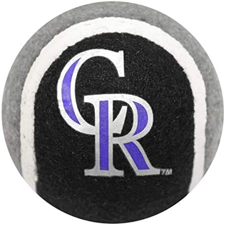 MLB Colorado Rockies TENNIS BALLS for DOGS & CATS - 2 piece set with Team Logo in Vibrant Team Color