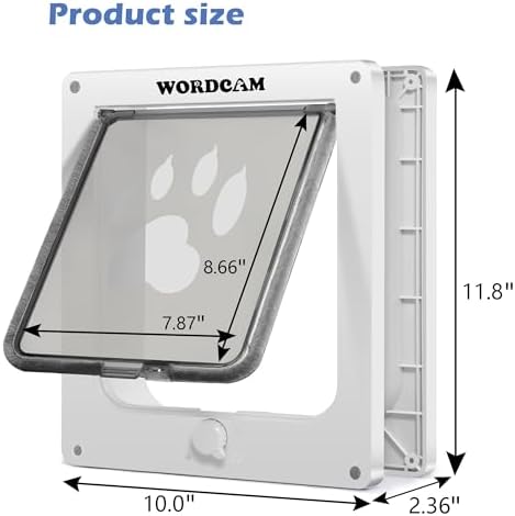 Wordcam X-Large Robust Cat Door for Interior/Exterior, Up to 25 lbs, White