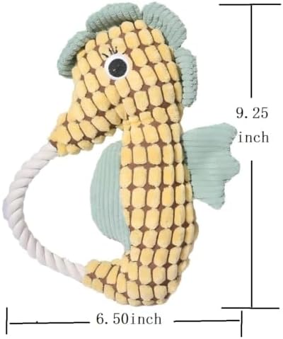 Seahorse Dog Plush Squeaky Toy with Rope Loop (Seehorse)