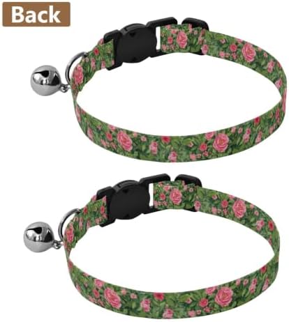 Lush Roses Green Cat Collar 2 Pack Collar for Cats Adjustable 10.6 to 17.1 Inches