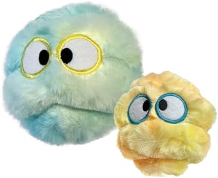 FOUFIT Fuzzy Wuzzy Goof Balls Pet Toy, 4-Inch, Blue/Yellow