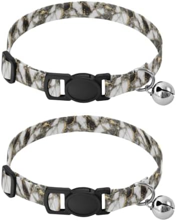 Black White Marble Dog Collar 2 Pack Comfortable Cat Collar Adjustable 10.6 to 17.1 Inches