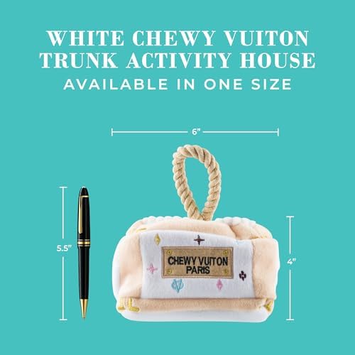 Haute Diggity Dog Chewy Vuiton Trunk Puzzle with 3 Plush Squeaky Dog Toys