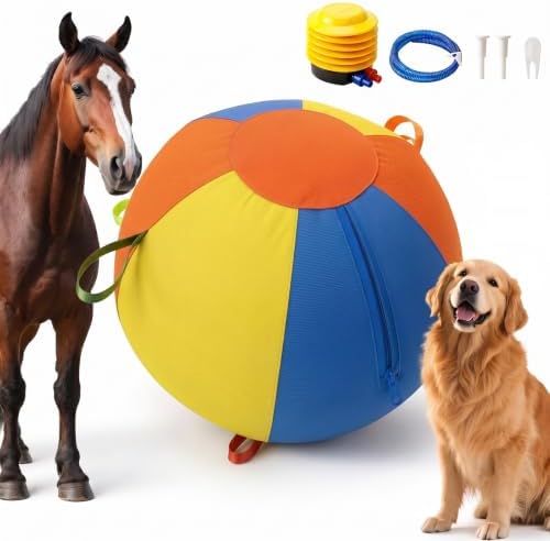 10"/18"/22" Herding Ball for Dogs & Horses Inflatable Toy with Pump Handles