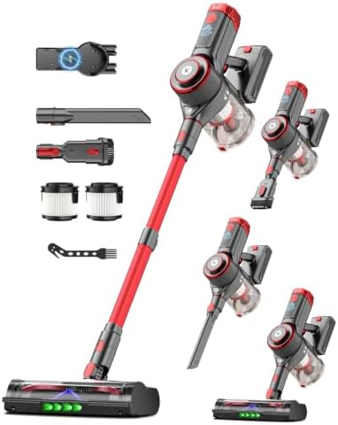K25 Cordless Vacuum Cleaner, 650W 55KPa Stick Vacuum, 70Min Runtime | OLED Display, Anti-Tangle Brush, Self-Standing Lightweight Vacuum for Carpet, Hardwood Floors, Pet Hair & Home, Dust Cup