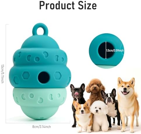 Dog Treat Toys for Medium Small Dogs, Silicone Dog Toy Treat Dispenser Slow Feeder Interactive Toys for Boredom, Enrichment Pet Toys Dispensing -Keep Them Busy- Outdoor with Buckle 1 Pack Blue