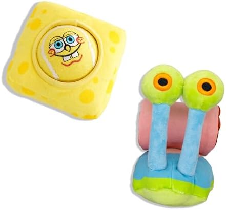 SpongeBob SquarePants, Squeaky Plush Dog Toys, Gary & SpongeBob, 2-Pack