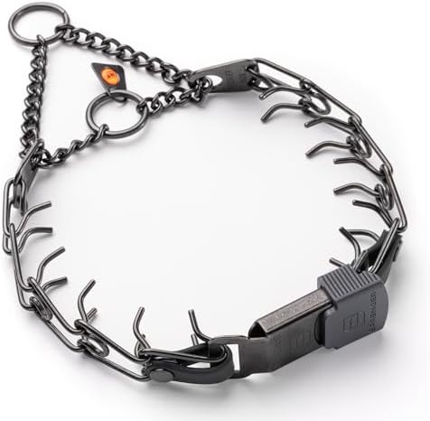Herm Sprenger Black Stainless Steel Dog Collar with Quick Release ClicLock Buckle O-Ring Biothane Insert Training Collar Made in Germany (Black, 16in x 2.25mm(Neck Size up to 13-14in))
