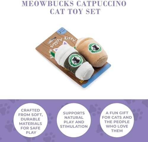 Haute Diggity Kitty Meowbucks Catpuccino Set, Soft Plush Cat Toys