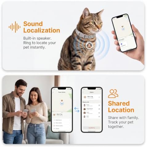 GPS Tracker for Dogs & Cats Smart Collar Real-Time Tracking No Monthly Fee | Dual System Compatible, IP68 Waterproof, 10+ Months Steady Operation, 360° Reflective Ultra-Light Collar For All Size Pets